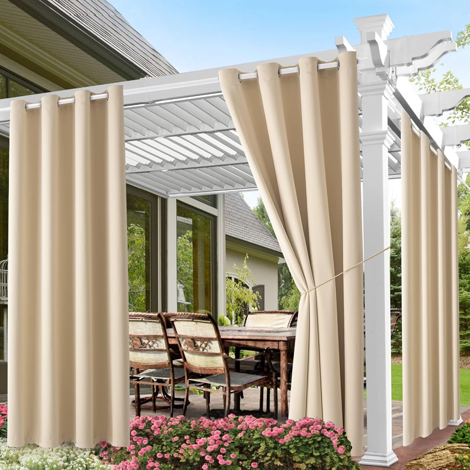 Blackout Curtain Thick - Уличные шторы для патио: водонепроницаемые, теплоизоляционные,