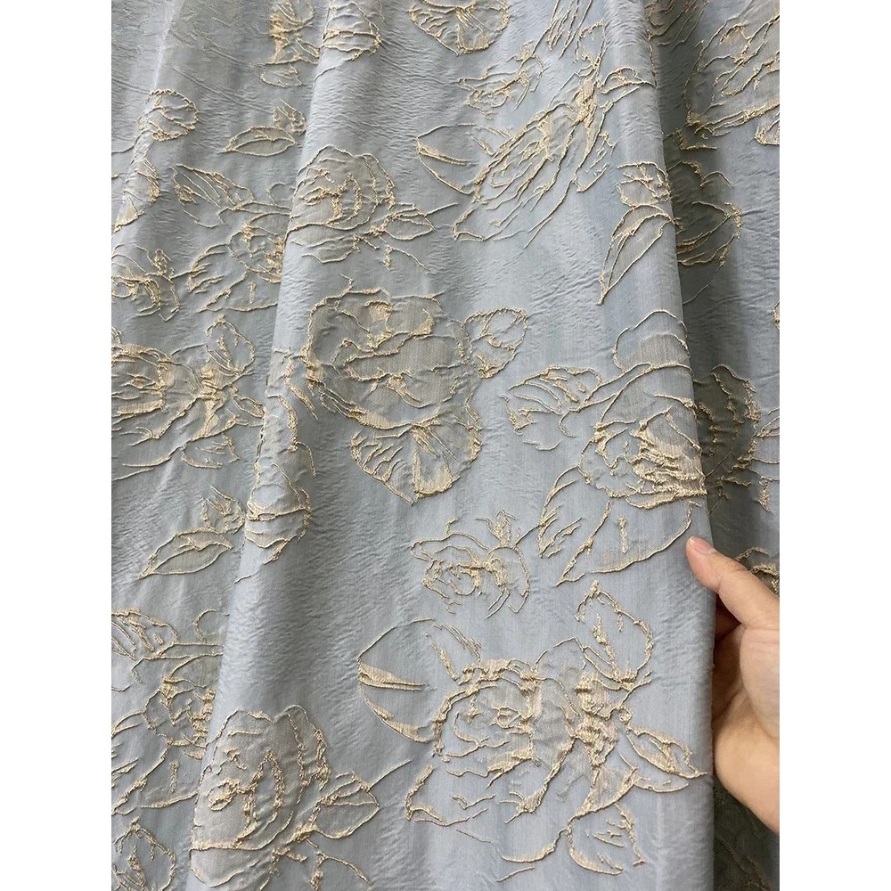 Blackout Curtain Thick - Синие жаккардовые шторы с рельефным узором