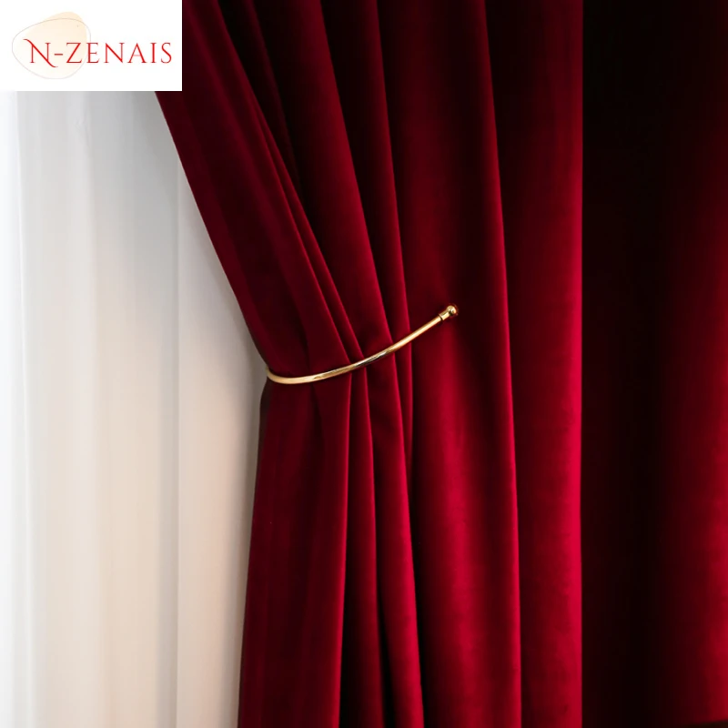 Blackout Curtain Thick - Современные роскошные скандинавские бордовые красные бархатные