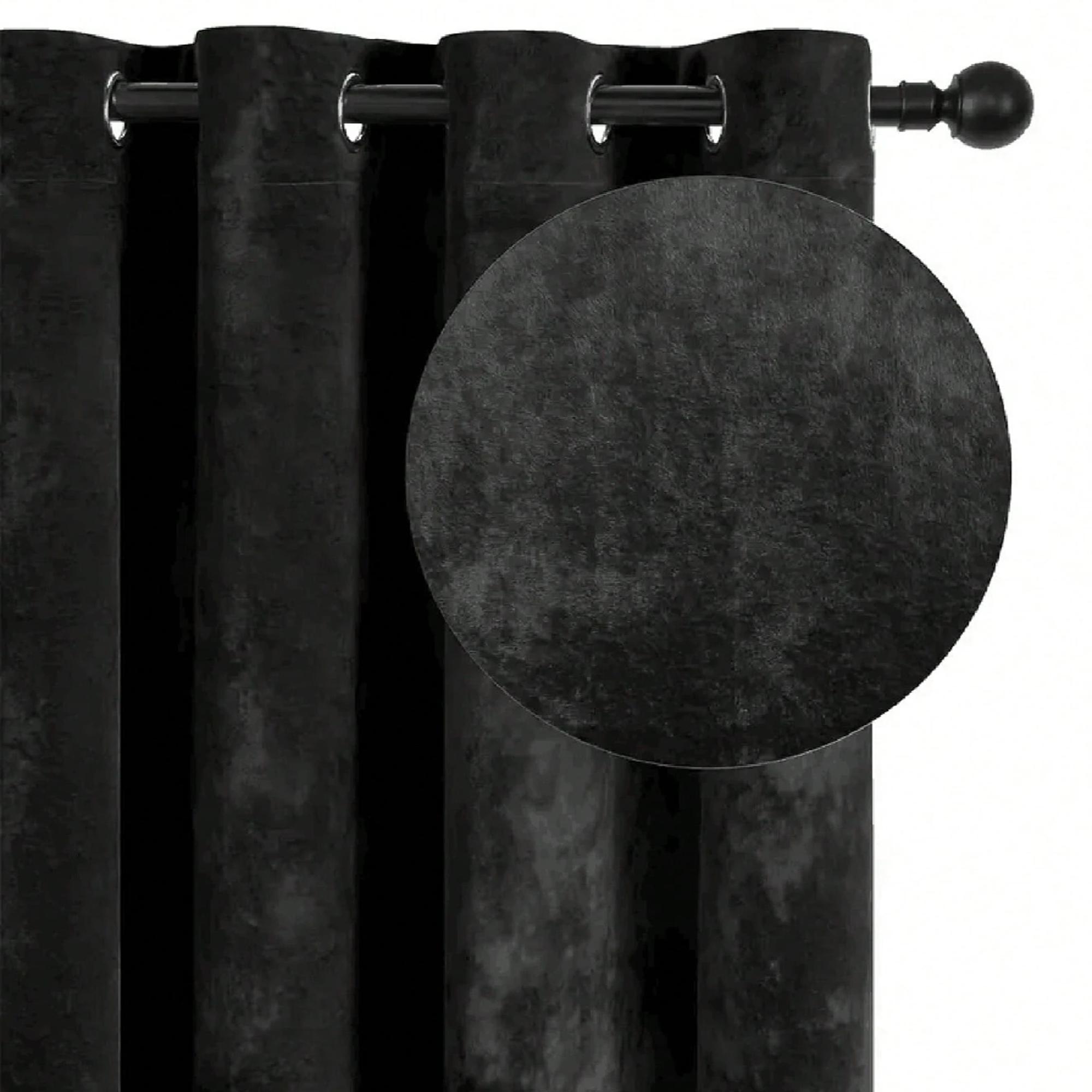 Blackout Curtain Thick - 1 шт. Черная бархатная светонепроницаемая штора,