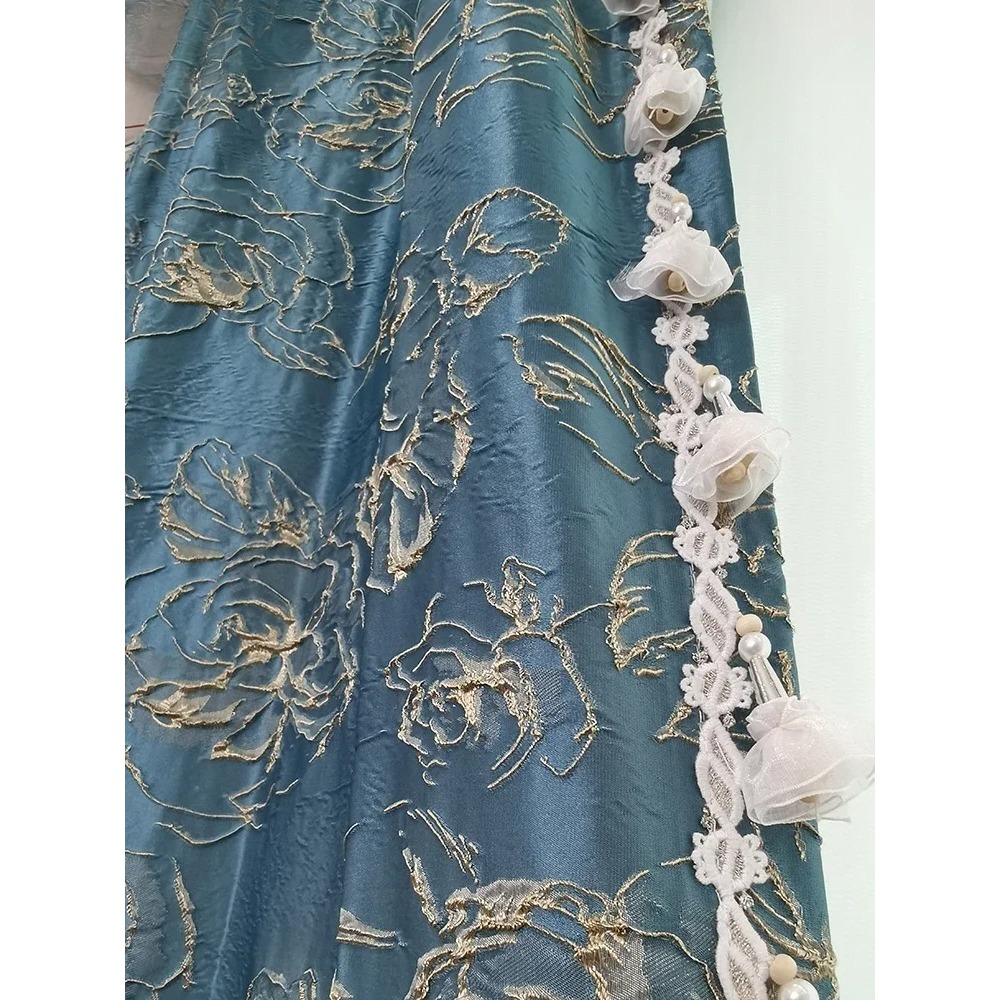 Синие жаккардовые шторы с рель – обзор и цена Blackout Curtain Thick