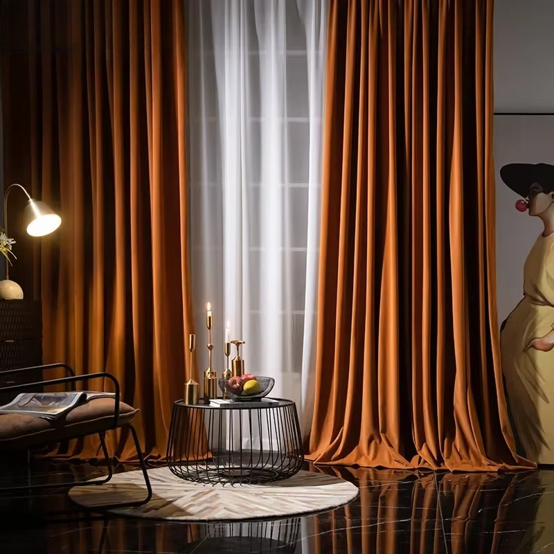 Оранжевая бархатная занавеска  – обзор и цена Blackout Curtain Thick